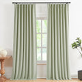 VisionHome Vision Home Soft Green Pinch Pleated Full Blackout Curtains Linen Blended Room Darkening Curtain Panels 102 inch for Living Room…