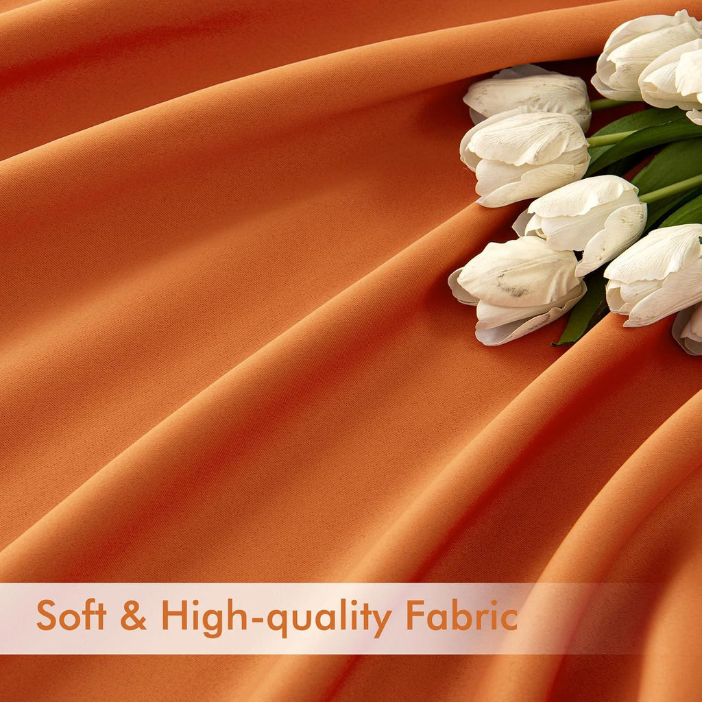 Miulee Orange Back Tab Blackout Curtains 102 Inch Long 2 Panels Set for Living Room Bedroom, Rod Pocket/Pinch Pleated Fall Thermal Insulate…