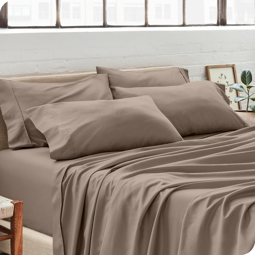 BareHome Bare Home Microfiber Bulk Pillow Cases - Standard/Queen Size Set of 4 - Cooling Pillowcases - Double Brushed - Taupe Pillowcases 4…