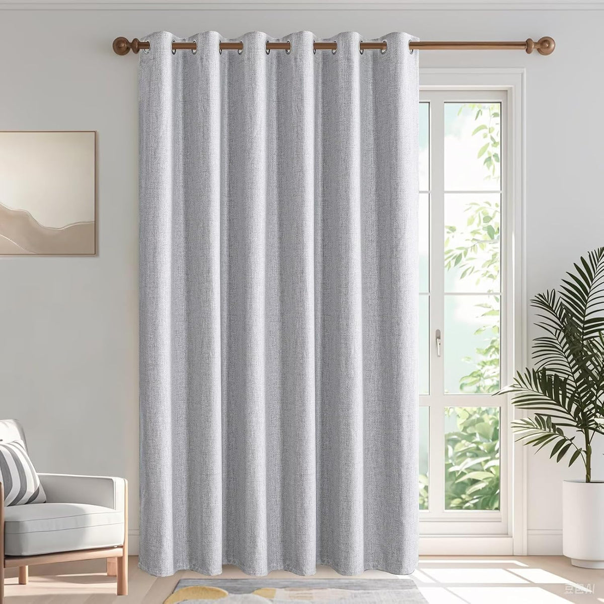 Igemaeve 100% Blackout Curtains for Bedroom 1 Panel, Off-White Curtians 108 Inches Long Thermal Insulated, Blackout Grommet Drapes for Livi…