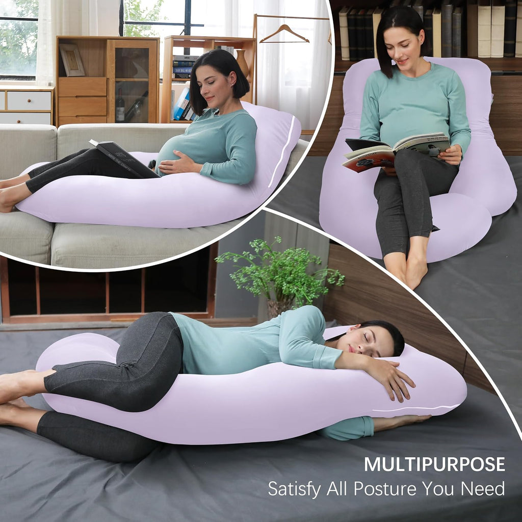 Moonpark MOON PARK Pregnancy Pillows for Sleeping - U Shaped Full Body Maternity Pillow with Removable Cover - Support for Back, Legs, Bell…
