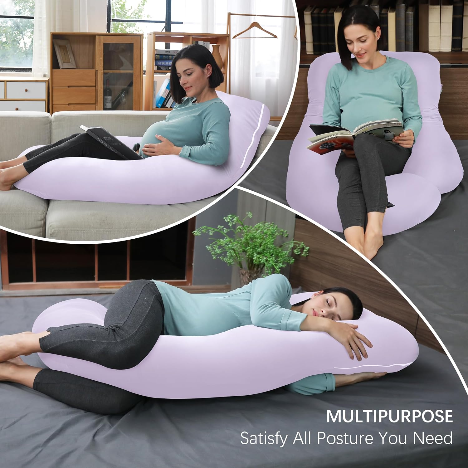 Moonpark MOON PARK Pregnancy Pillows for Sleeping - U Shaped Full Body Maternity Pillow with Removable Cover - Support for Back, Legs, Bell…