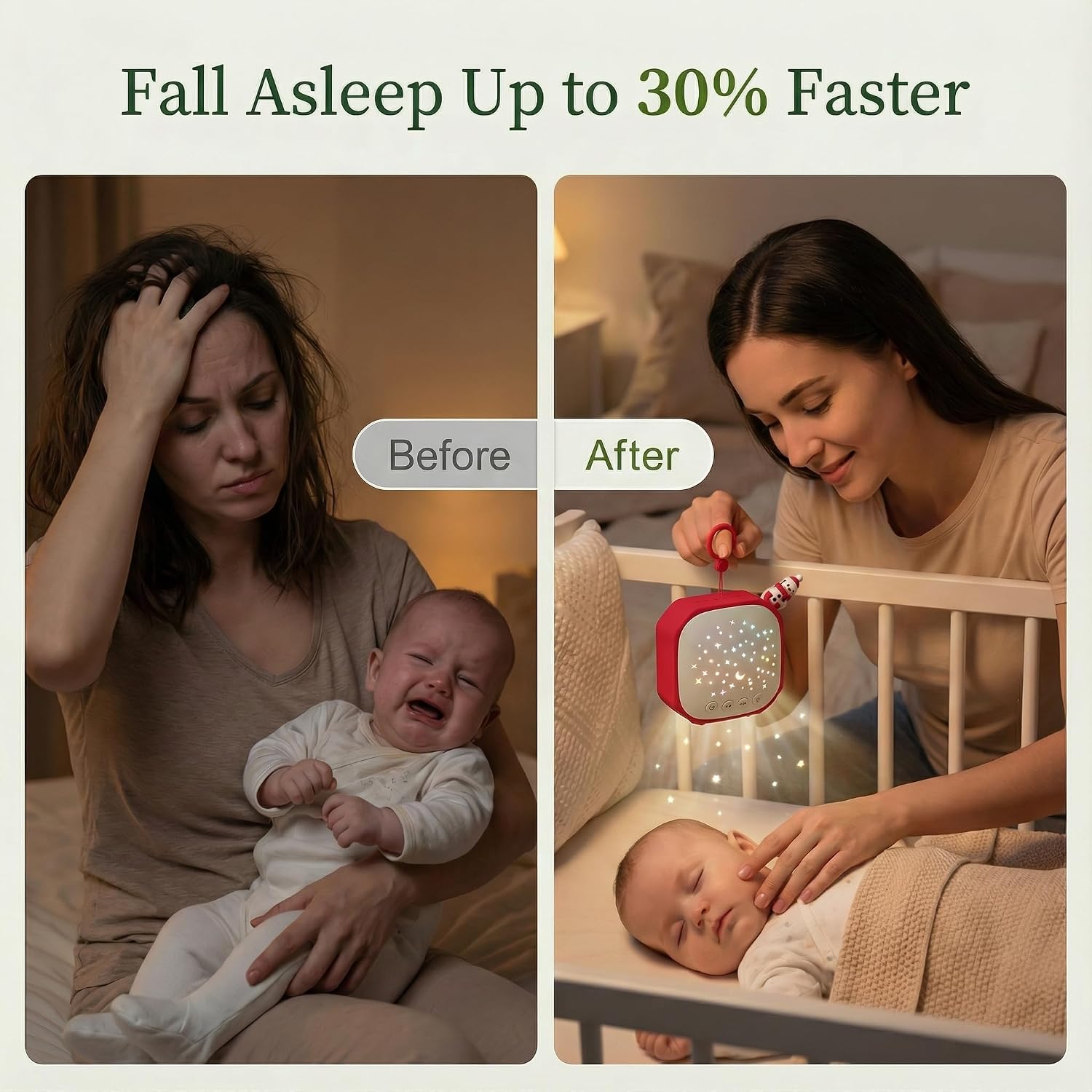 Portable Sound Machine Baby with Star Projector | White Noise Sound Machine for Sleep | Baby Noise Machine with Hook for Children's…