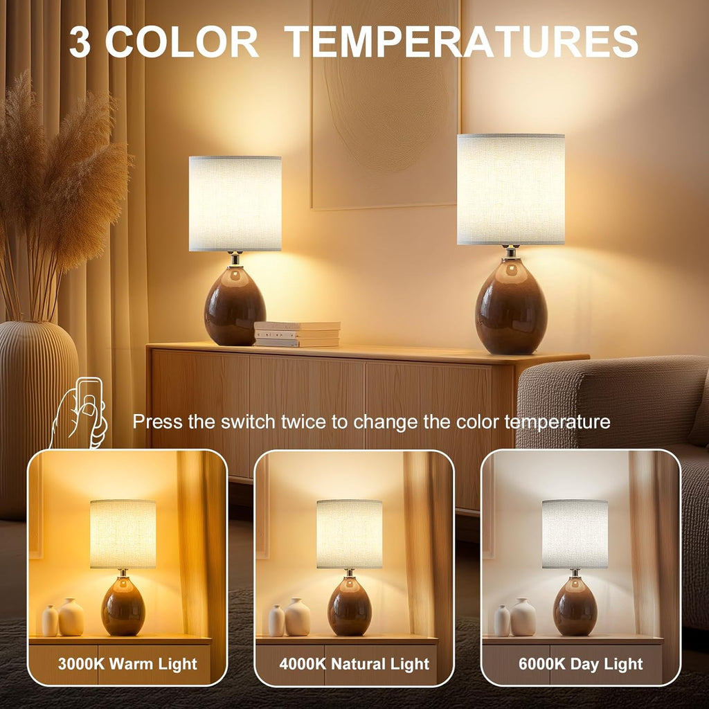 Dawnwake 18.5" Table Lamp Set of 2 for Living Room Bedroom, Bedside Lamps for Night Stands, Desk Nightstand Lamp Dimmable, Modern Linen…