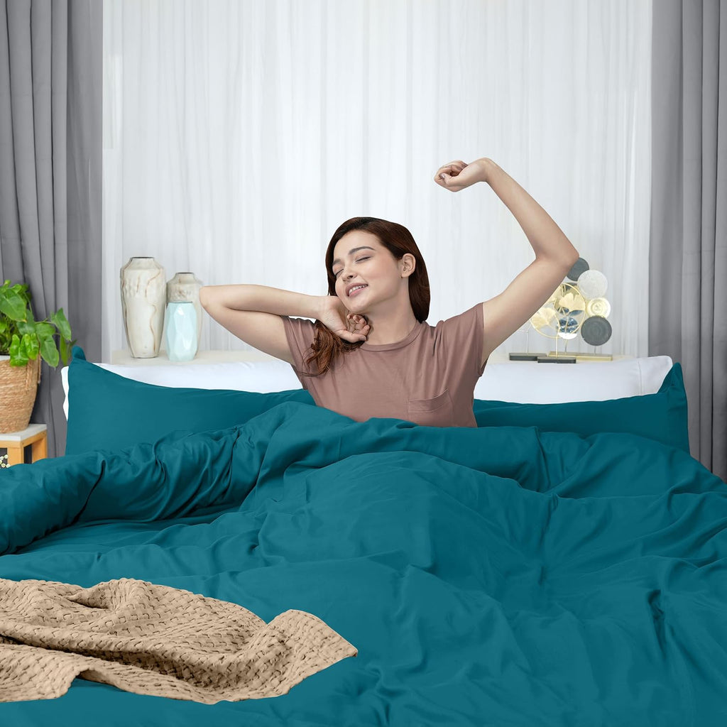 Utopia Bedding Duvet Cover Queen Size - 3 Piece with Zipper Closure - 1 Comforter Cover 90X90 Inches & 2 Pillow Shams 20X26 Inches (Denim…