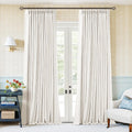 Twodrapes 105 Inch Pinch Pleated Blackout Linen Curtains for Bedroom 2 Panels Memory Trained 100% Black Out Soundproof Room Darkening Ivory…