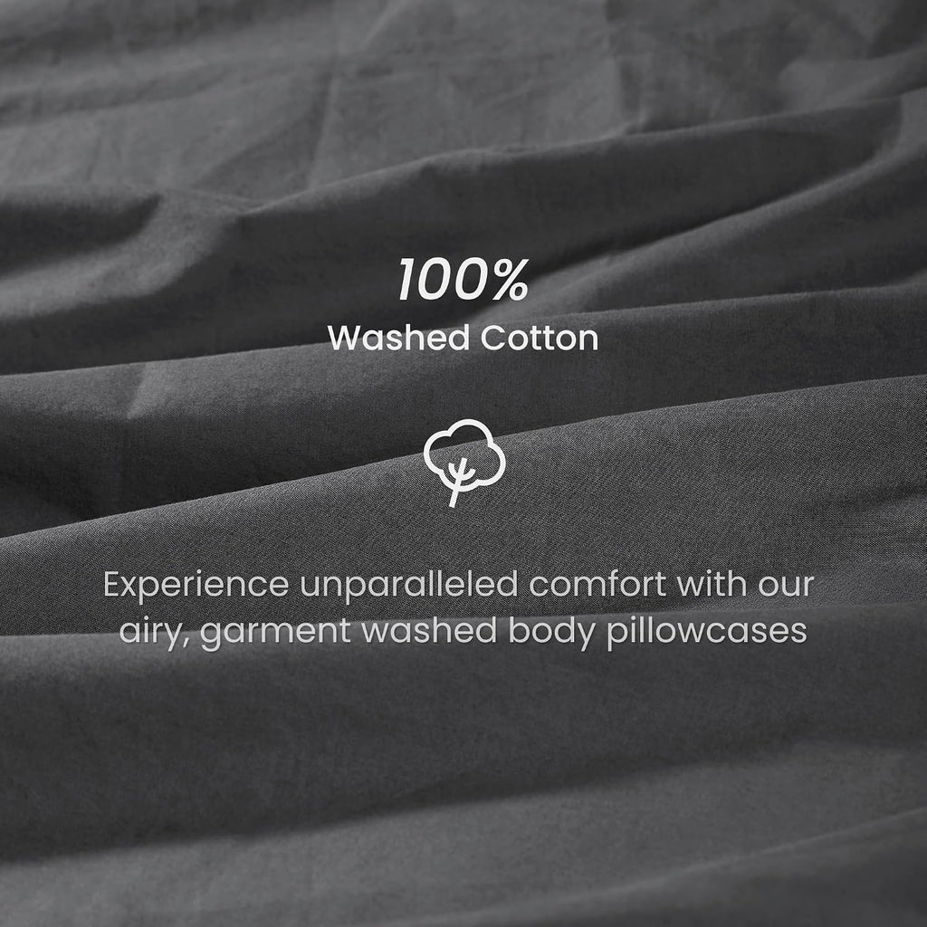 Bioweaves 100% Organic Washed Cotton Percale Weave Body Pillow Cover GOTS Certified Body Pillow Pillowcase – 21” x 54”, Castle Rock Cotton