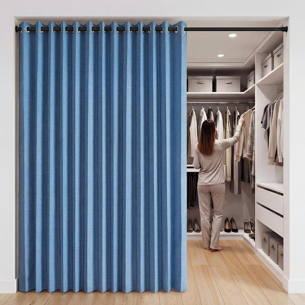 RYB HOME Accordion Style Room Divider Curtain-100% Blackout Folding Accordion Curtain for Sliding Glass Door/Bedroom, Privacy Assurd…