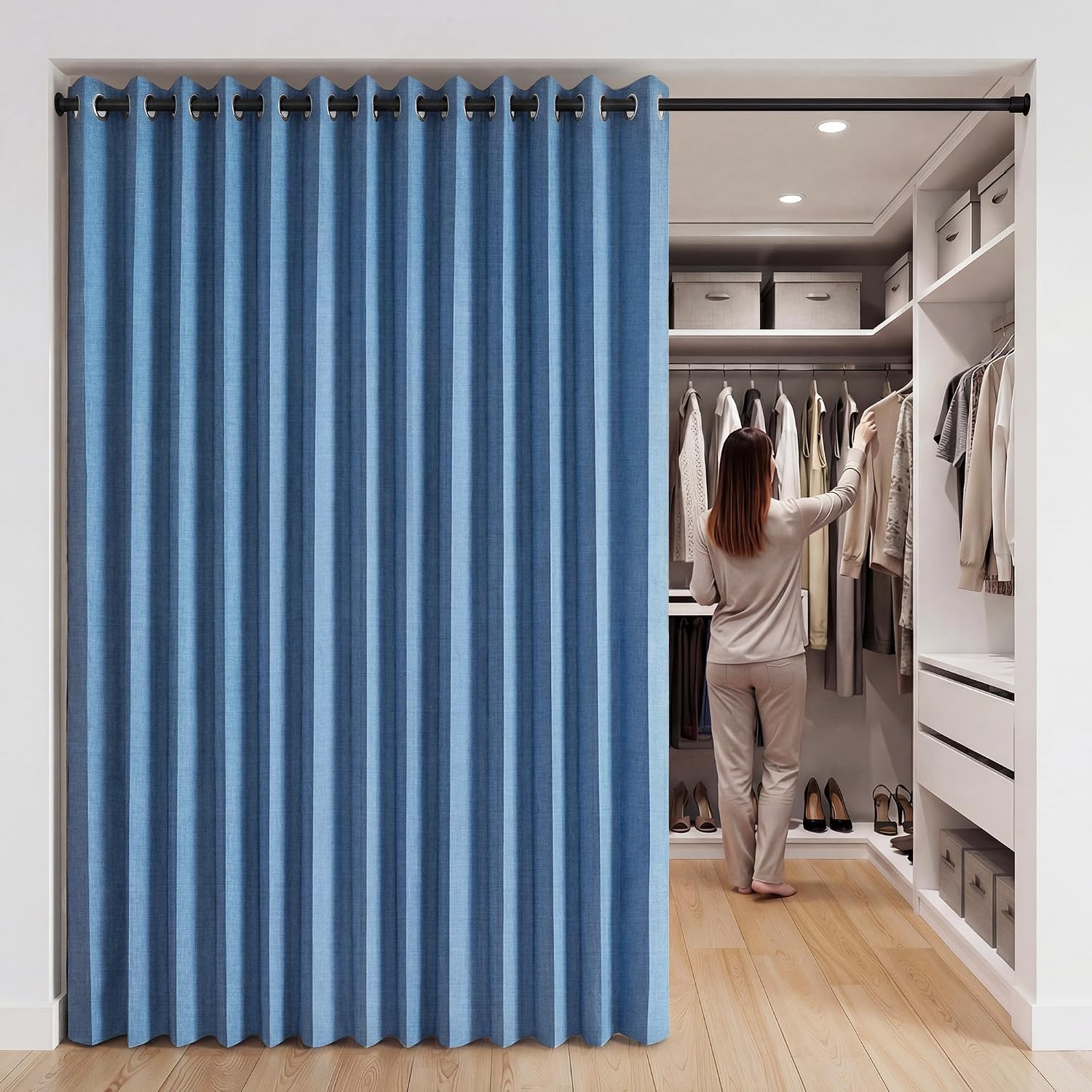 RYB HOME Accordion Style Room Divider Curtain-100% Blackout Folding Accordion Curtain for Sliding Glass Door/Bedroom, Privacy Assurd…
