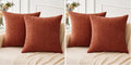 Miulee Pack of 4 Couch Throw Pillow Covers 18x18 Inch Soft Burnt Orange Chenille Pillow Covers for Sofa Living Room Solid Dyed Pillow Cases…