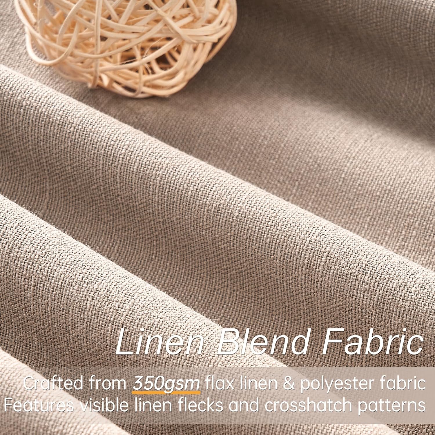 Topfinel 92 inch Long Blackout Curtains 2 Panels Set Neutral Beige Window Drapes 100% Blackout Linen Curtain with Back Tab Rod Pocket Sunli…
