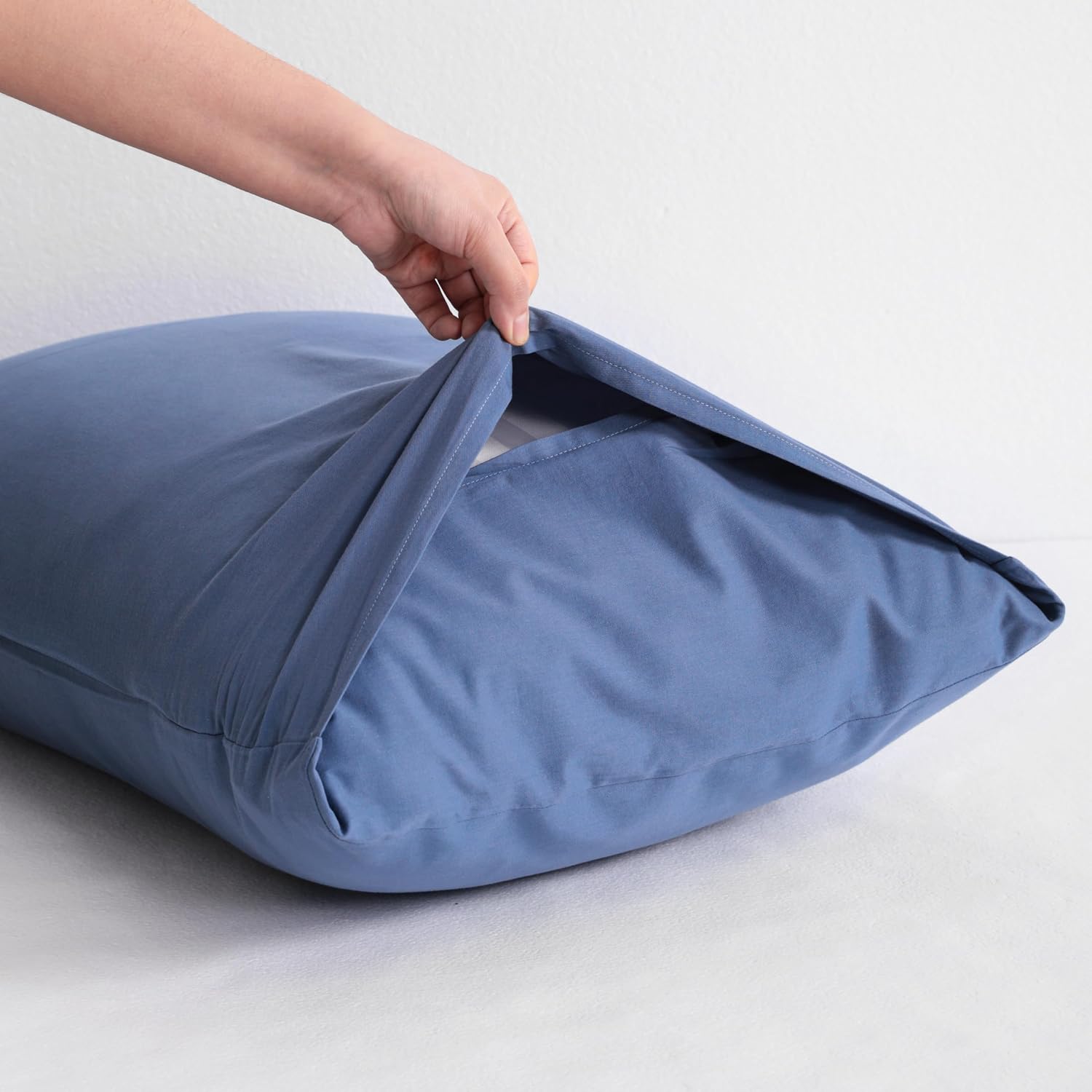 Ntbay Standard Cotton Pillowcases - Envelope Closure 20x26 Pillowcases Set of 2, Breathable and Soft Bed Pillow Cases, Denim Blue Cotton Bl…