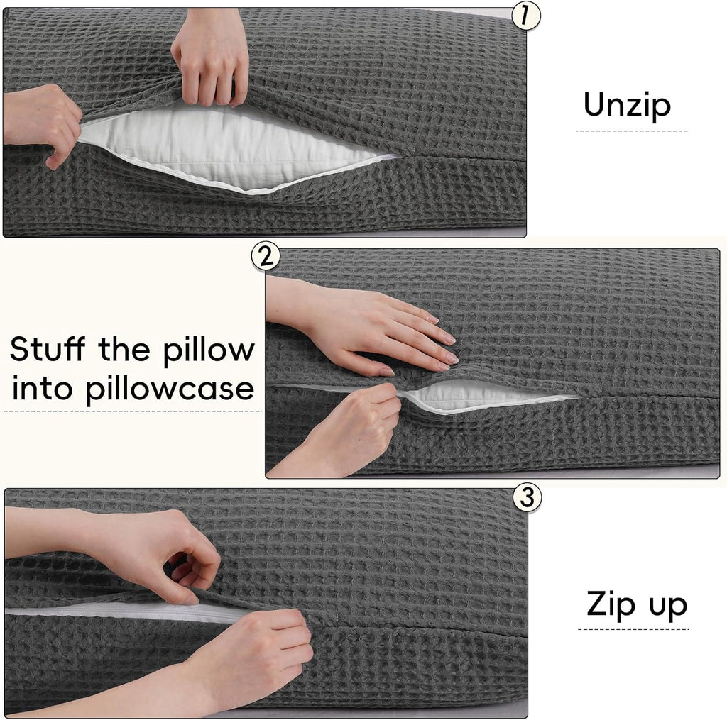 Phf Ultra Soft Waffle Weave Body Pillowcase with Zipper, No Insert, 1Pack 20" x 54" Pillow Sham, Breathable & Skin-Friendly Body Pillow cas…