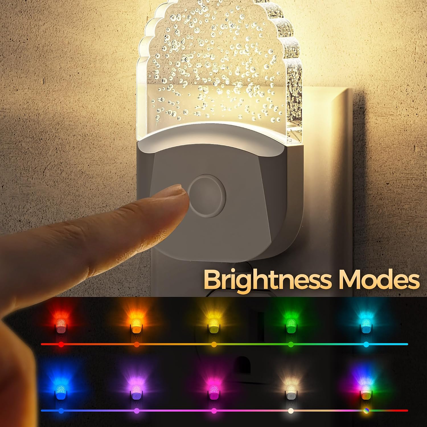 Night Lights Plug Into Wall [2 Pack], Color Changing Night Light for Kids, 8-Color RGB LED Nightlight with Dusk to Dawn Sensor for…