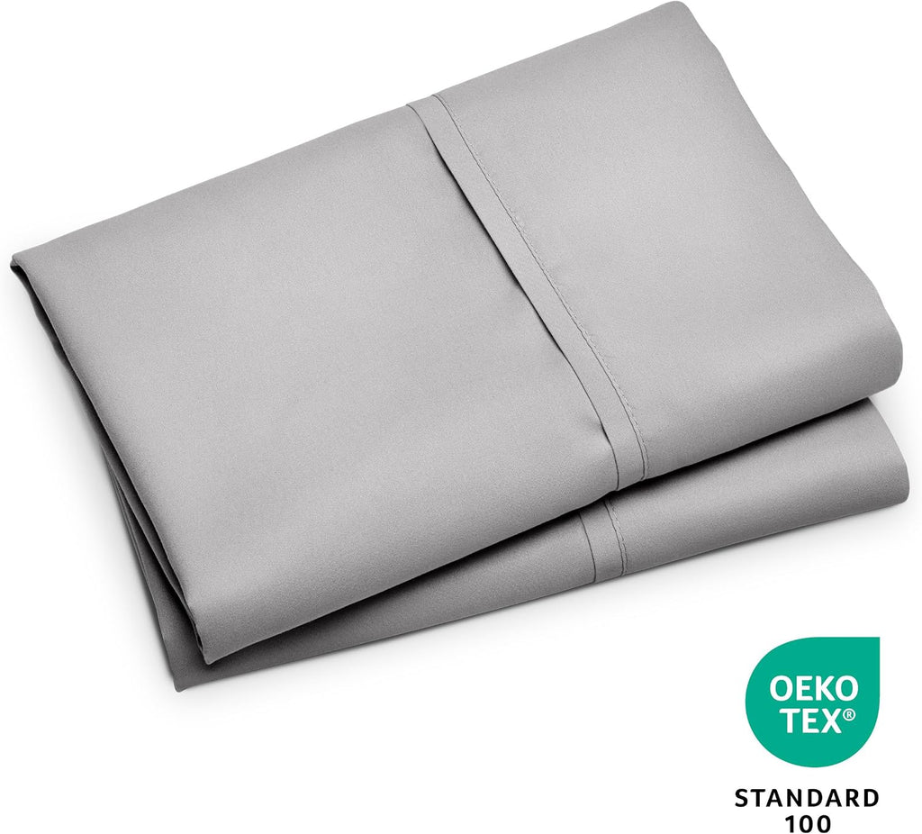 BareHome Bare Home Microfiber Pillow Cases - King Size Set of 2 - Cooling Pillowcases - Double Brushed - Light Grey Pillowcases 2 Pack - Ea…