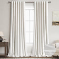 Nanspring Cream 100% Blackout Linen Curtains for Bedroom 126 Inches Long Back Tab Thermal Insulated Neutral Country Farmhouse Decor Black O…