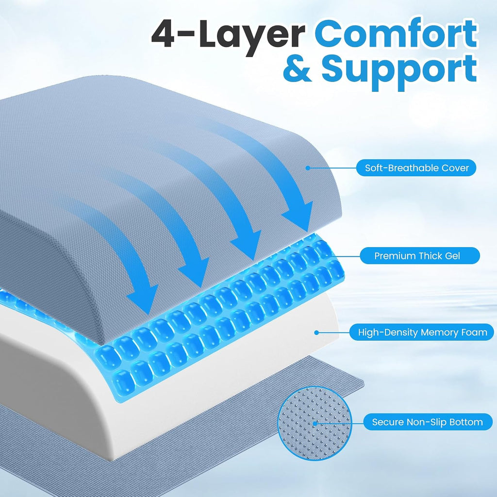 Wheelchair Seat Cushion for Pressure Relief, Cooling Gel Memory Foam Chair Cushion with Slope-Edge Design, Coccyx Support for Tailbone…