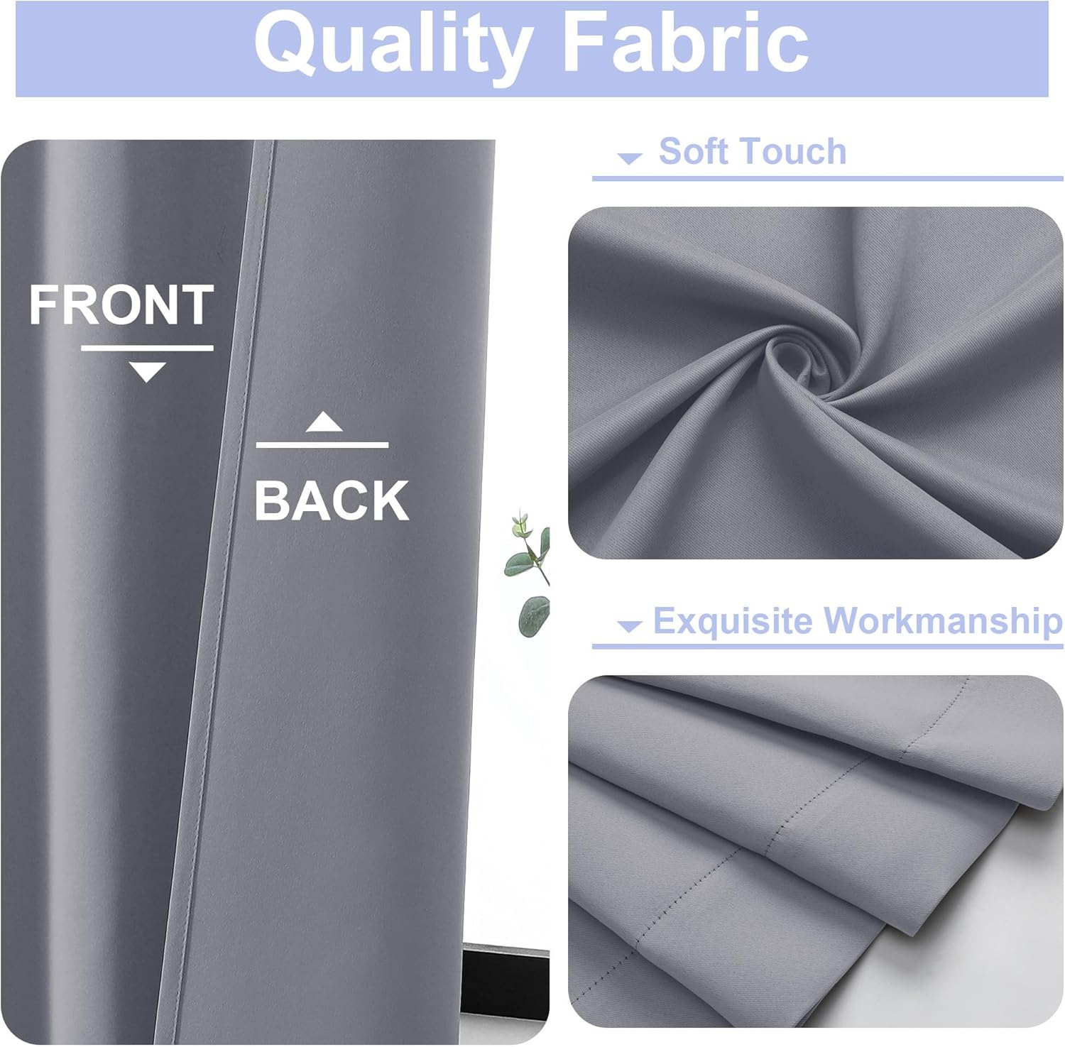 Simplebrand Ava Silver Grey Short 36 Inches Blackout Curtain 2 Panels Set, Half Window Rod Pocket Privacy Curtain Tiers for Kitchen, Curtai…