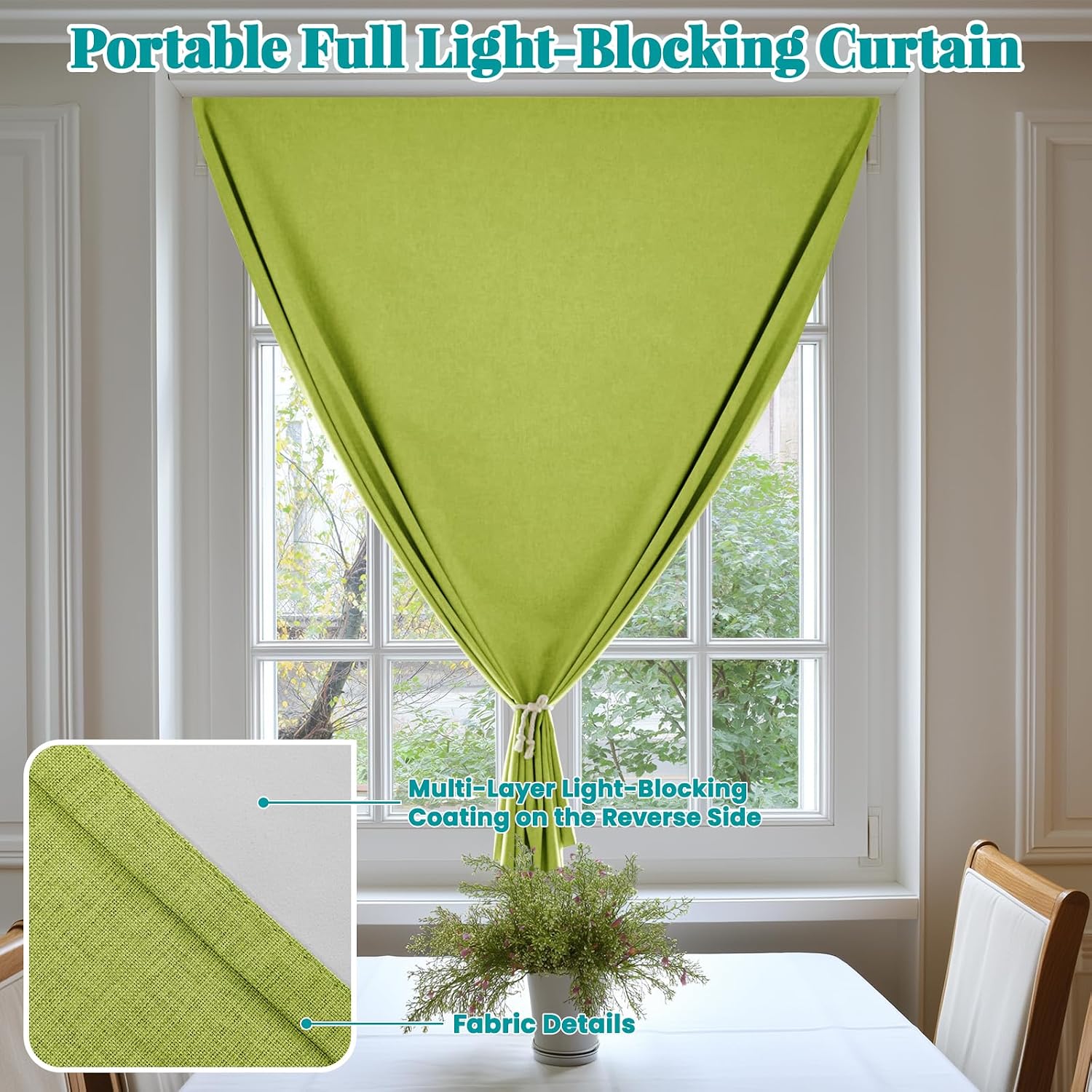 100% Self Adhesive Blackout Curtains- Stick on Curtains Shades Window Blinds Curtain No Rod Needed Easy to Hang Curtain, Use for Bedroom…