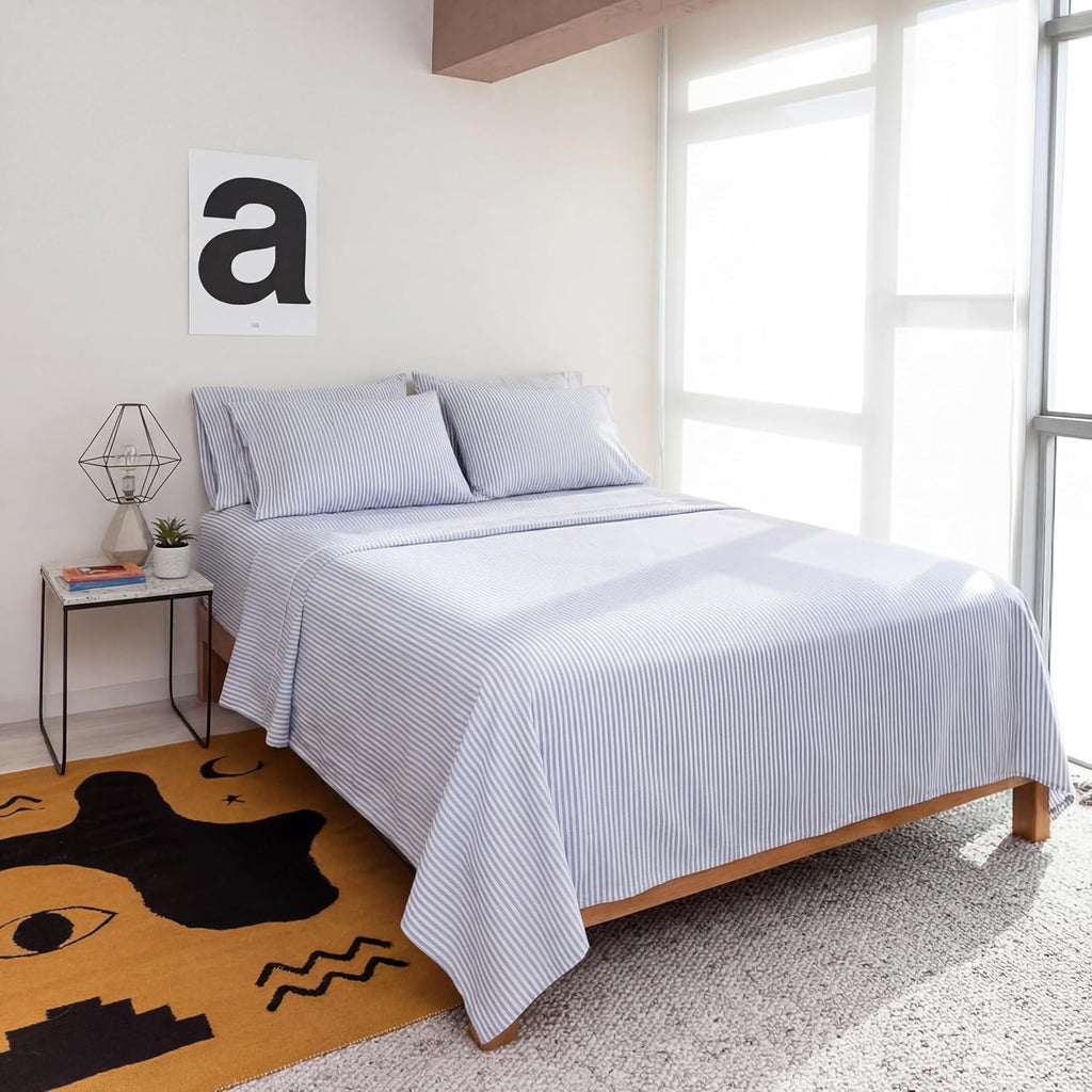 Perupima Peru Pima 415 Thread Count Percal King Sheet Set - 100% Peruvian Pima Cotton, 4 Piece (Flat, Fitted, 2 Pillowcases) - Cooling, Cri…