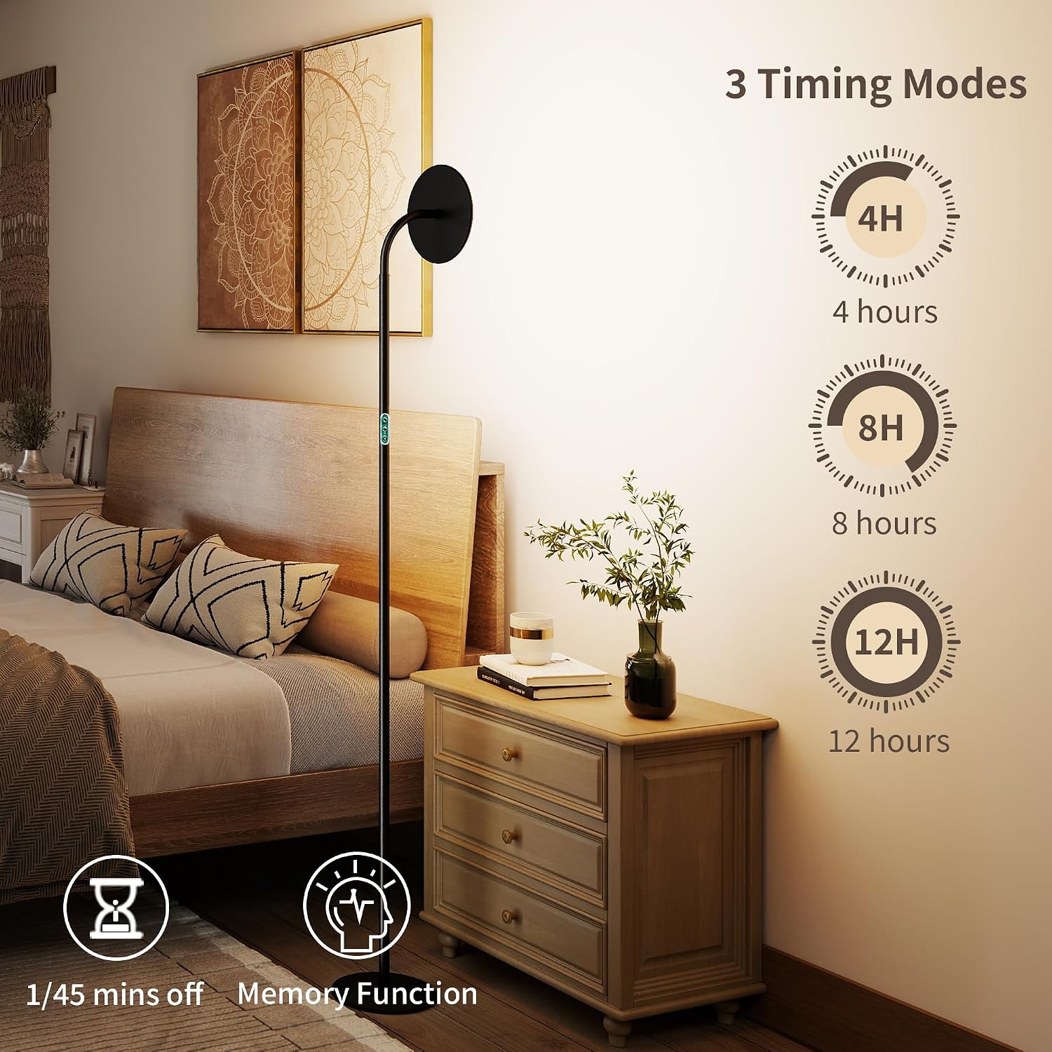 chiphy 60W Torchiere Floor Lamp, Sky LED Floor lamp, 76'' Height Adjustable, 10-Level Brightness & Color Temperature, 360° Adjustable…