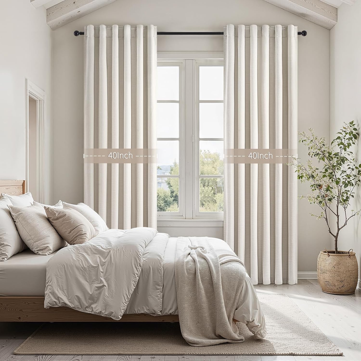 Topfinel 108 Inch Extra Long Ivory Birch Curtains for Living Room 100% Blackout Insulating Sound Proof Wide Drapes for Window Treatments Cu…