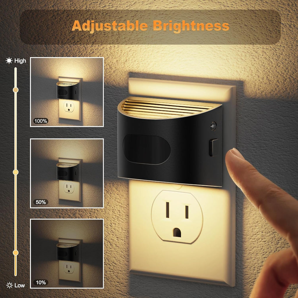 JandCase Motion Sensor Night Light, Night Lights Plug into Wall, Dusk to Dawn Sensor Nightlight with Motion Activated, 30/60/100lm Brightne…