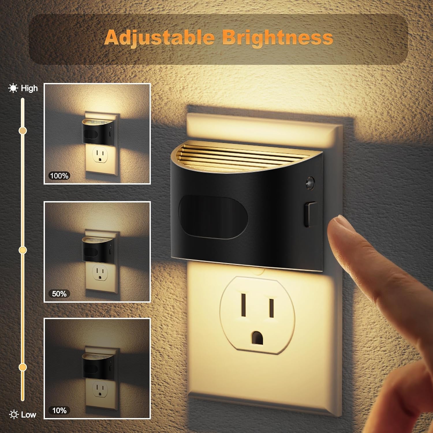 JandCase Motion Sensor Night Light, Night Lights Plug into Wall, Dusk to Dawn Sensor Nightlight with Motion Activated, 30/60/100lm Brightne…