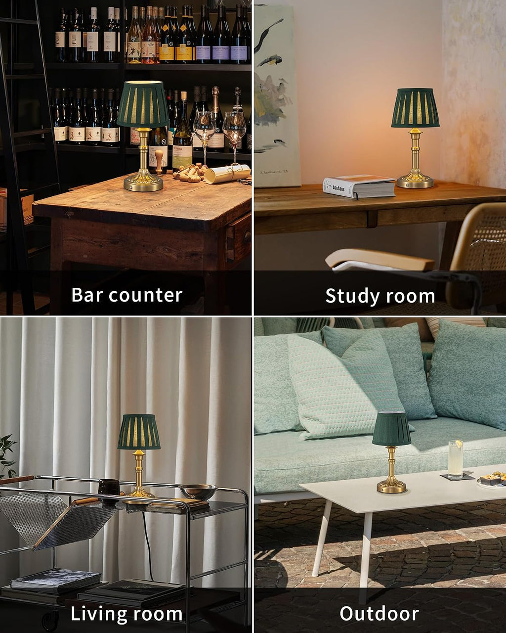 KDG Cordless Portables Table Lamp Set of 2, LED Fabric Shade Small Desk Lamps, 5000mAh Battery Powered Lighting, 2700K Stepless Dimmable…