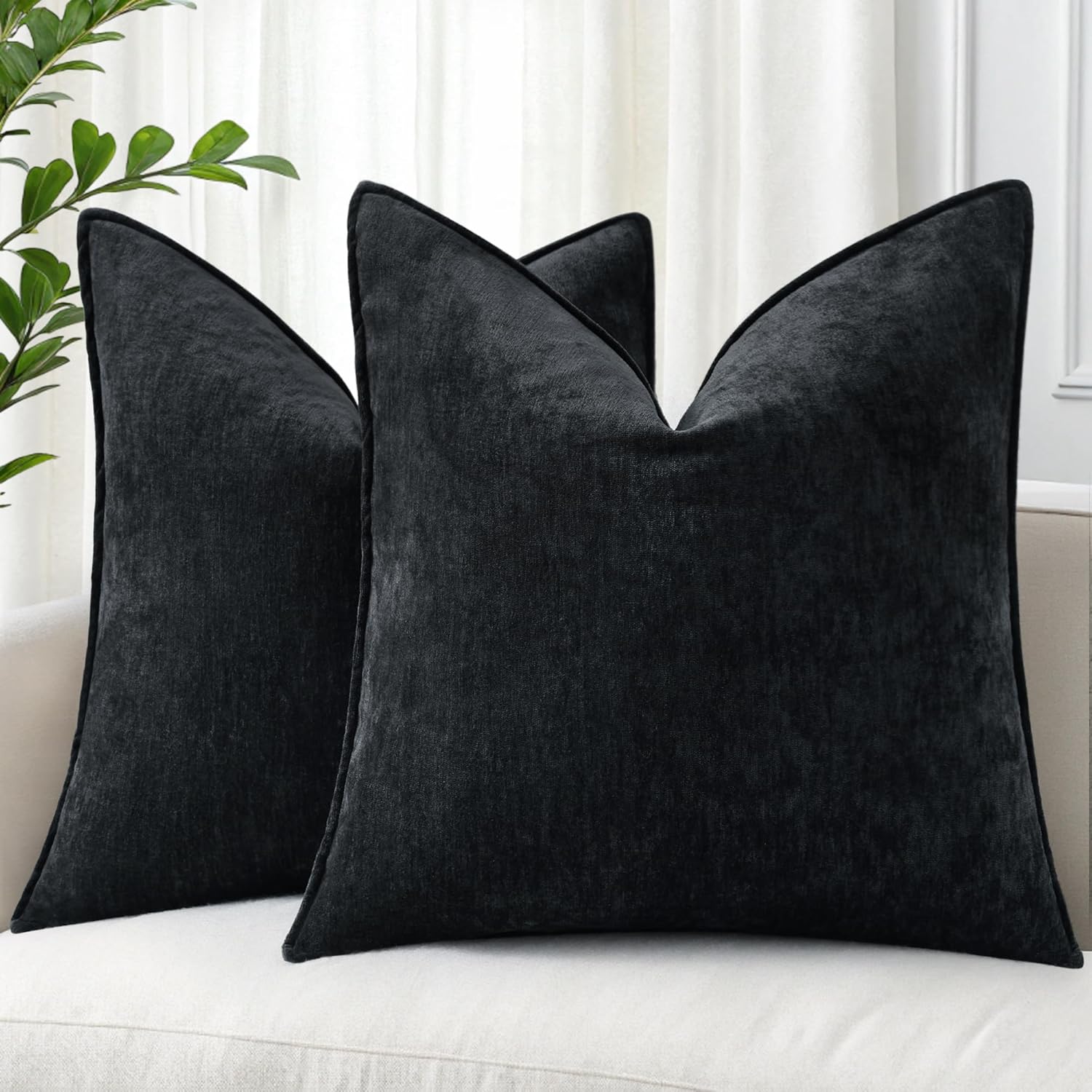 decorUhome Summer Couch Throw Pillow Covers 16x16 Set of 2, Decorative Soft Velvet Modern Cozy Chenille Pillow Cases with Elegant Design fo…