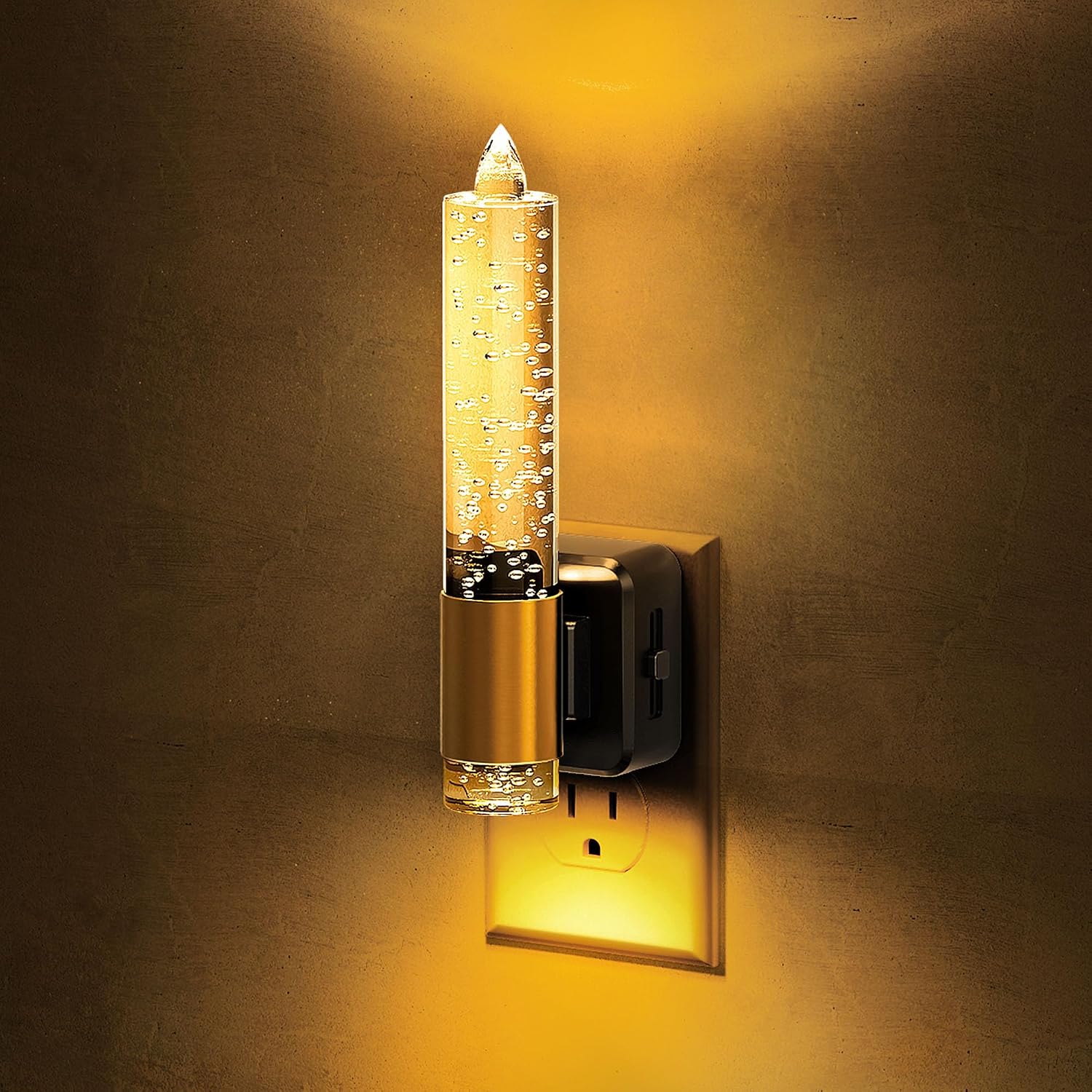 L LOHAS LED Night Light, Amber Candle Night Lights Plug into Wall, 0-100 LM Dimmable Nightlight, Plug in Bubble Night Light with Dusk to…