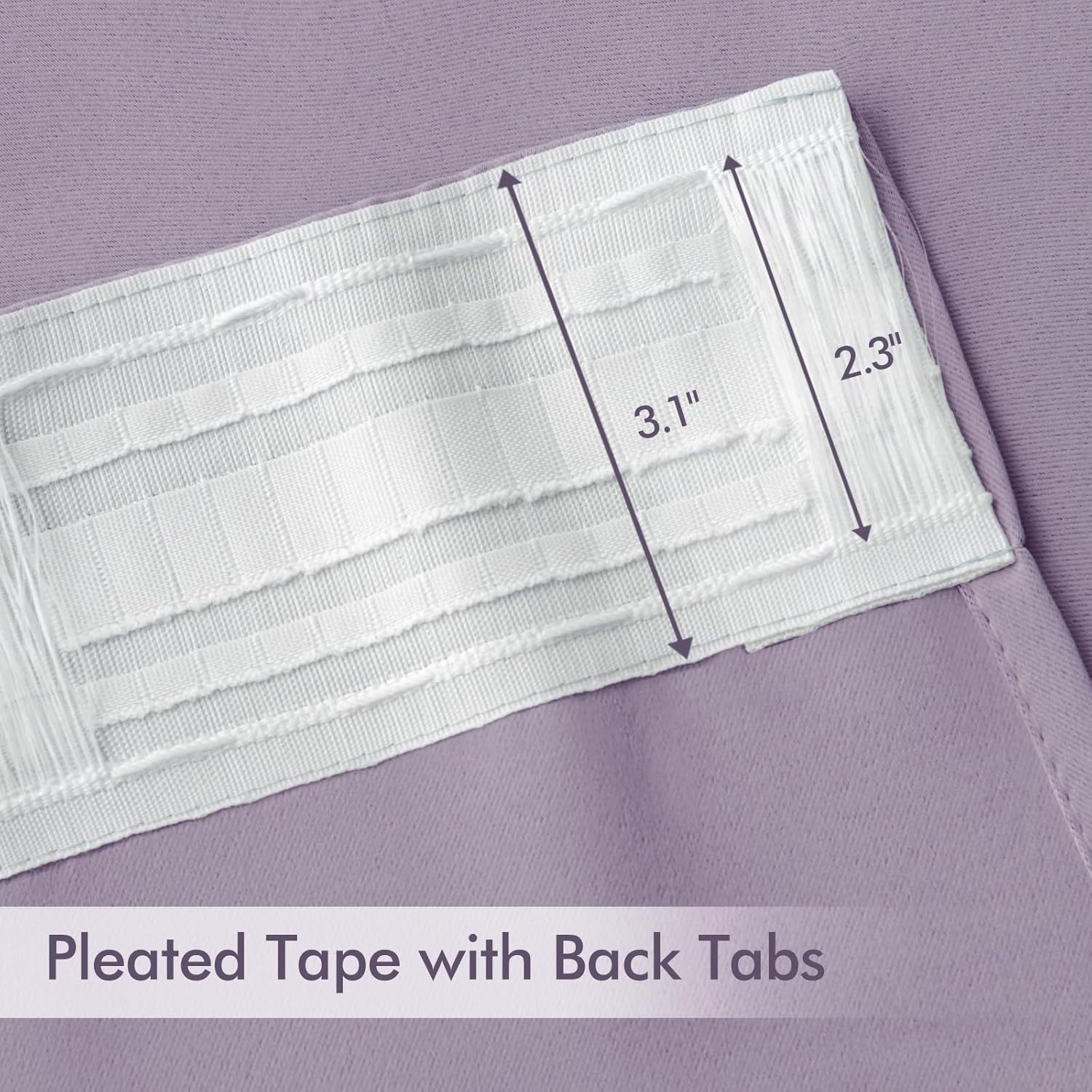 Miulee Lilac Back Tab Blackout Curtains 72 Inches Long 2 Panels Set for Living Room Bedroom Privacy, Rod Pocket/Pinch Pleat Thermal Insulat…