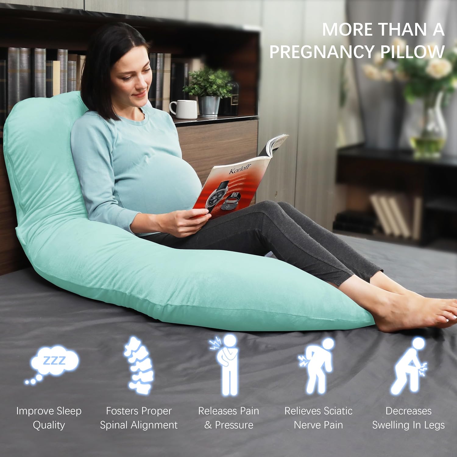 Moonpark MOON PARK Pregnancy Pillows for Sleeping - U Shaped Full Body Maternity Pillow with Removable Cover - Support for Back, Legs, Bell…