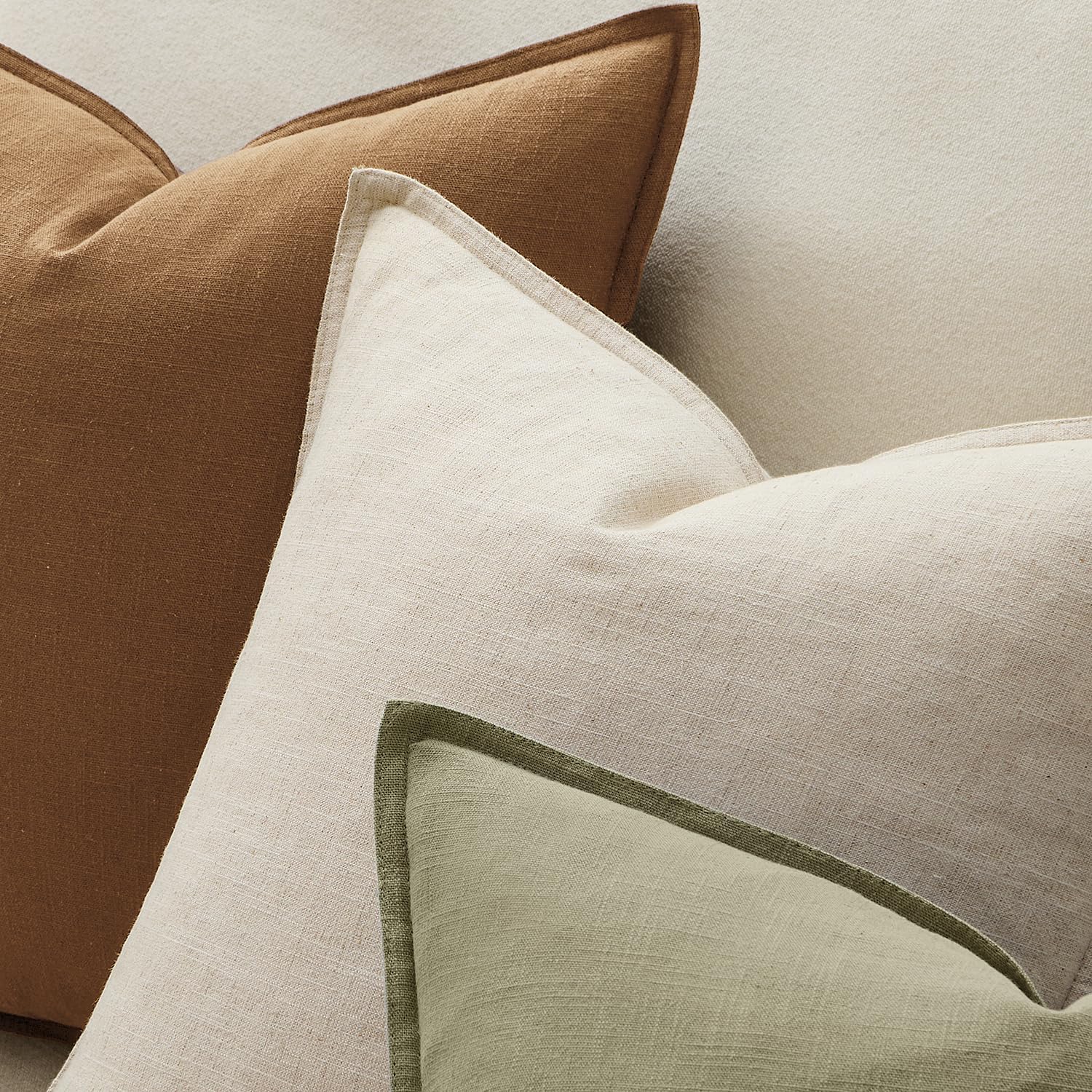 Anroduo Pack of 2 Decorative Linen Pillow Covers Brown Euro Sham Neutral Farmhouse Boho Soild Cushion Case Soft Accent Pillowcase for Couch…