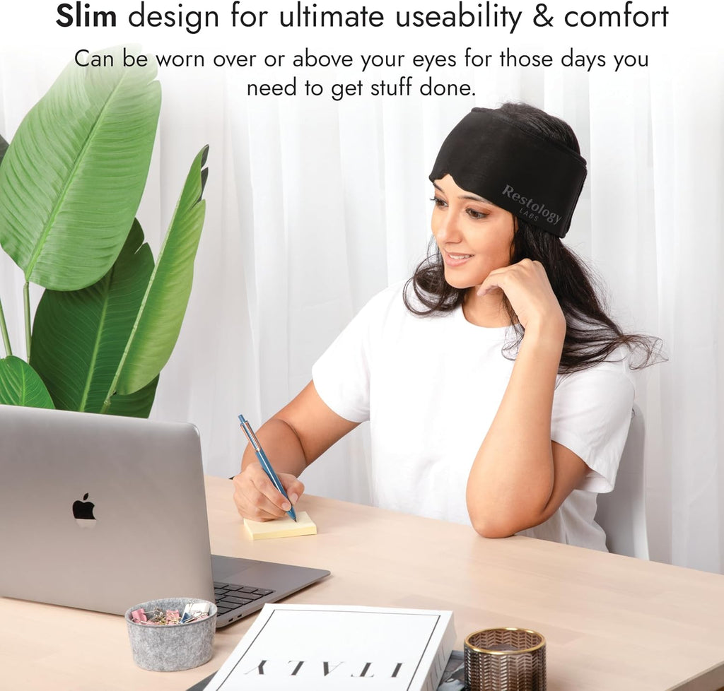 Saucemoto Restology Labs Adjustable Compression Migraine Mask and Cold/Hot Gel-Temp – Cold Headache Alleviating Ice Pack, Relief for Stress…