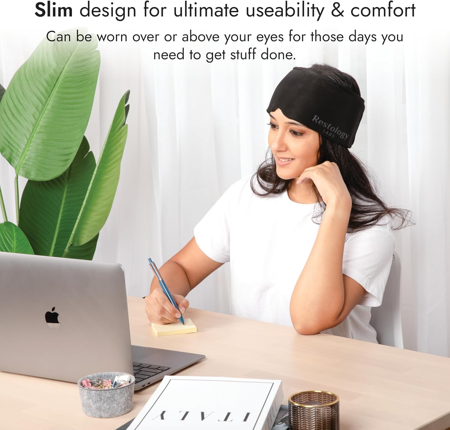 Saucemoto Adjustable Compression Migraine Mask + Cold/Hot Gel-Temp 2 Pack – Cold Headache Alleviating Ice Pack, Relief for Stress Hangovers…