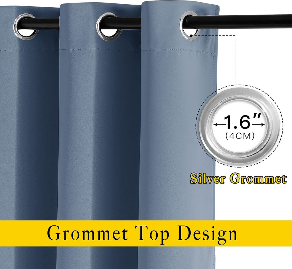 NICETOWN Bedroom Blackout Curtains and Drapes 54" L - Window Treatment Thermal Insulated Solid Grommet Blackout Draperies for Home Office…