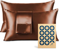 PureBedding Pure Bedding Satin Pillowcase 2 Pack - Queen Size (20"x30", Brown) - Silky Pillow Cases for Hair and Skin - Satin Pillow Covers…