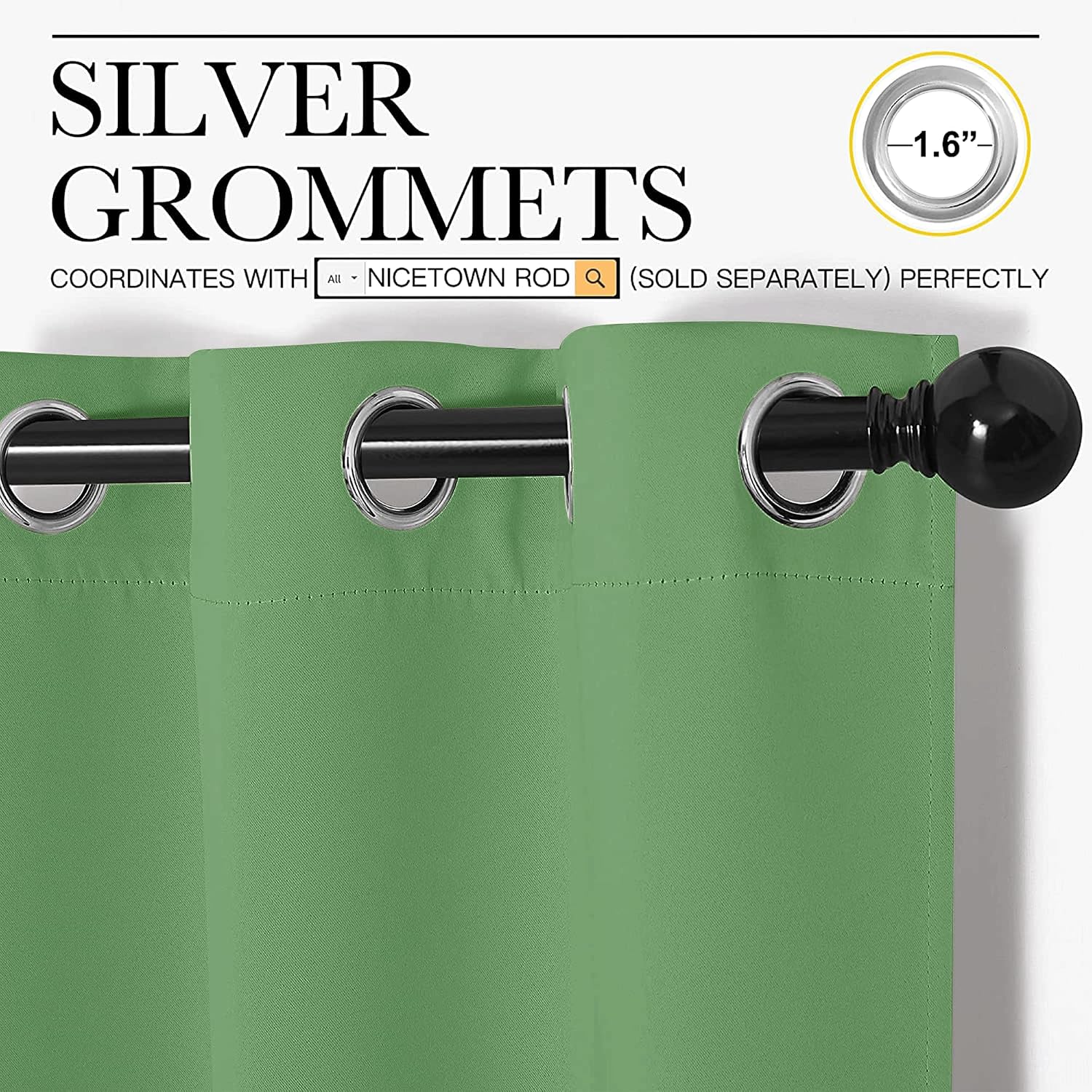 NICETOWN Room Darkening Curtains 63" Long Set of 2 for Bedroom, Forest Green Nursery Essential Thermal Insulated Solid Grommet Top…