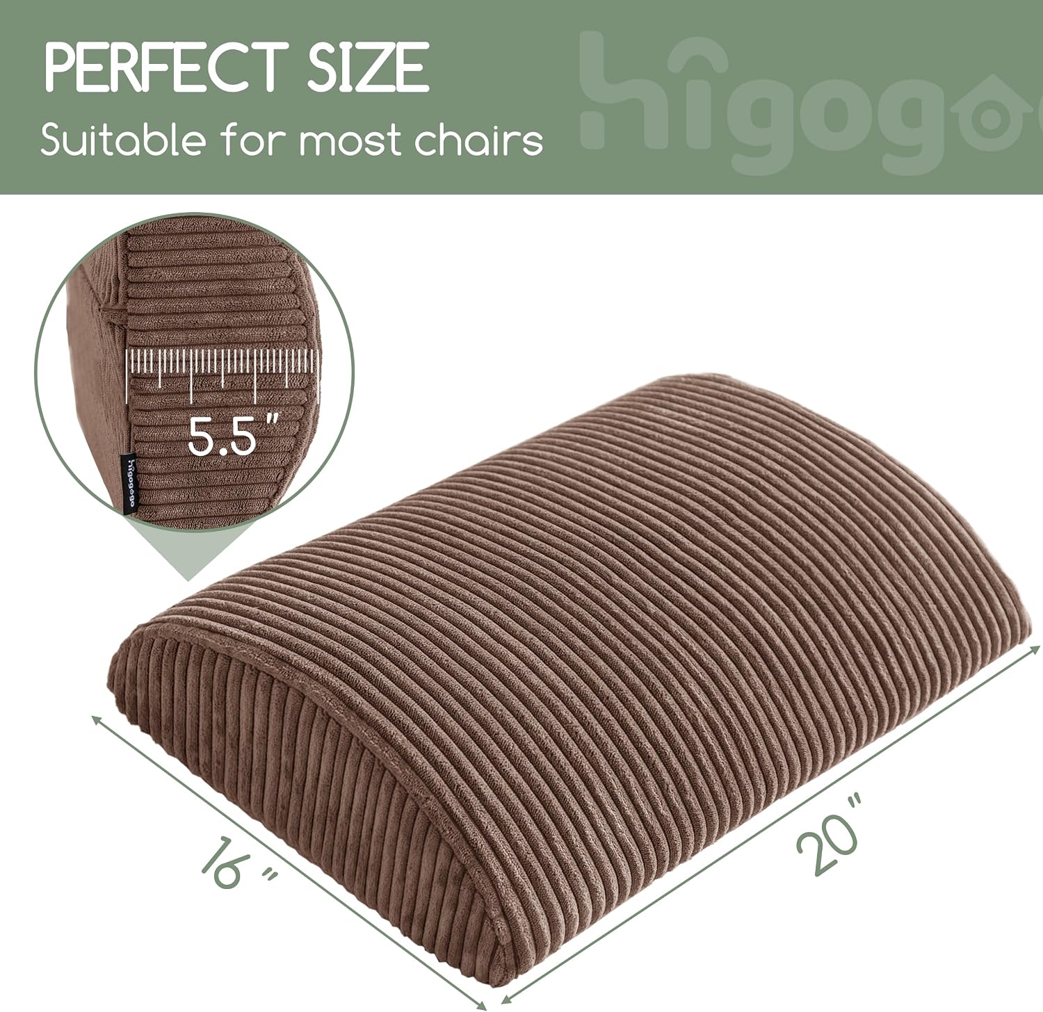 Higogogo Lumbar Support Pillow for Recliner Chair/Accent Chair/Couch, Extra Large Memory Foam Back Support Cushion for Elderly, Recliner Cu…