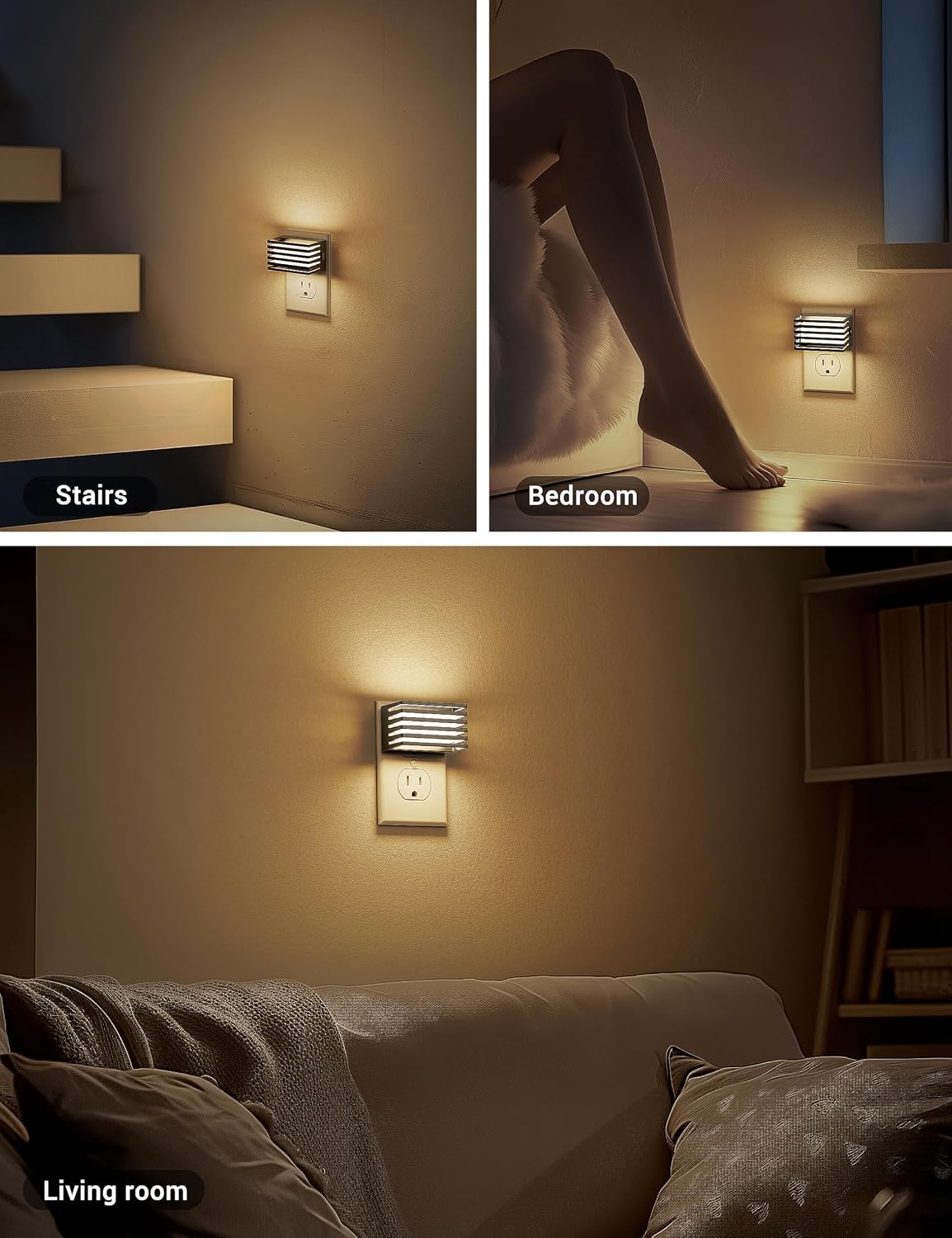 JandCase LED Night Light, [4 Pack] Night Lights Plug into Wall with Dusk to Dawn Sensor, Dimmable Plug in Night Light, Adjustable…