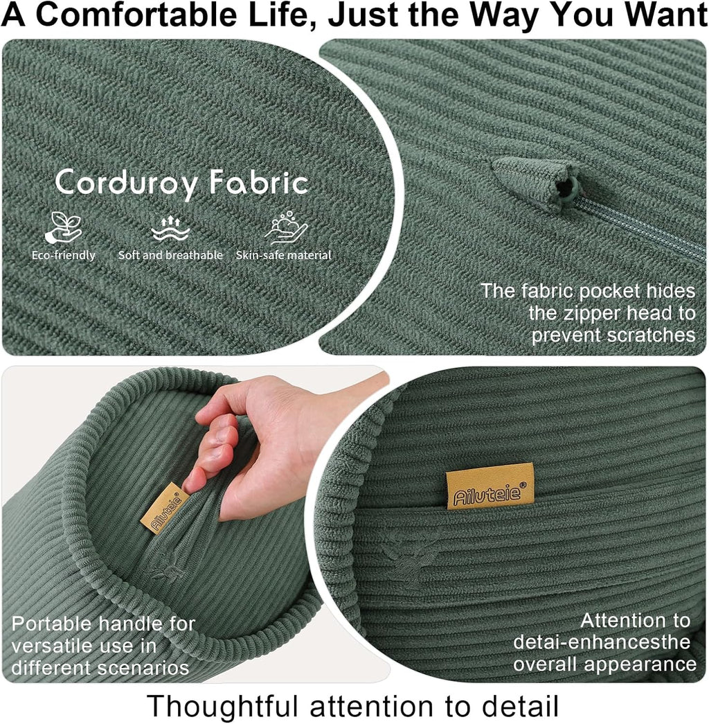 Cuddle Pillow – Corduroy Long Body Pillow for Adults, Cozy Bolster Pillow for Bed, Soft & Supportive for Relaxing Sleep,39 x 7.87…