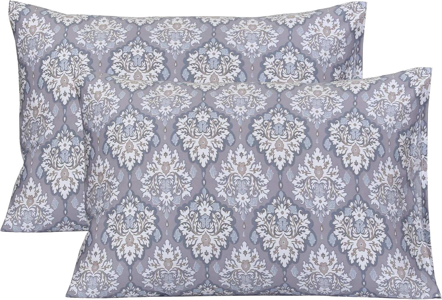 Feather & Stitch 300 TC 100% Cotton King Size Pillowcases 2 piece, Ultra Soft Set of 2 Sateen Weave Pillow Covers with Envelope Closure…