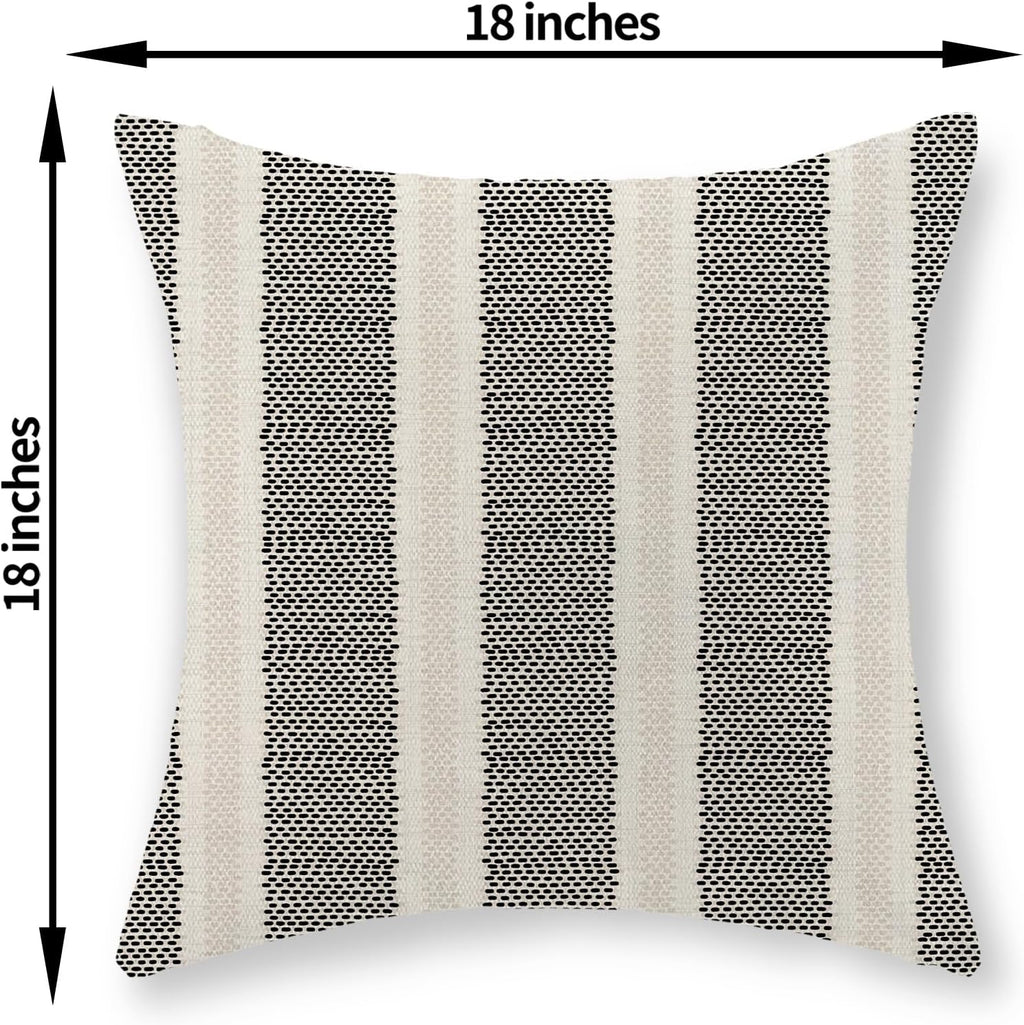 Black Polka Dot Pillow Covers 18 x 18 Inch Set of 2 Boho Striped Decorative Throw Pillow Covers Modern Abstract Geometry Decorations…