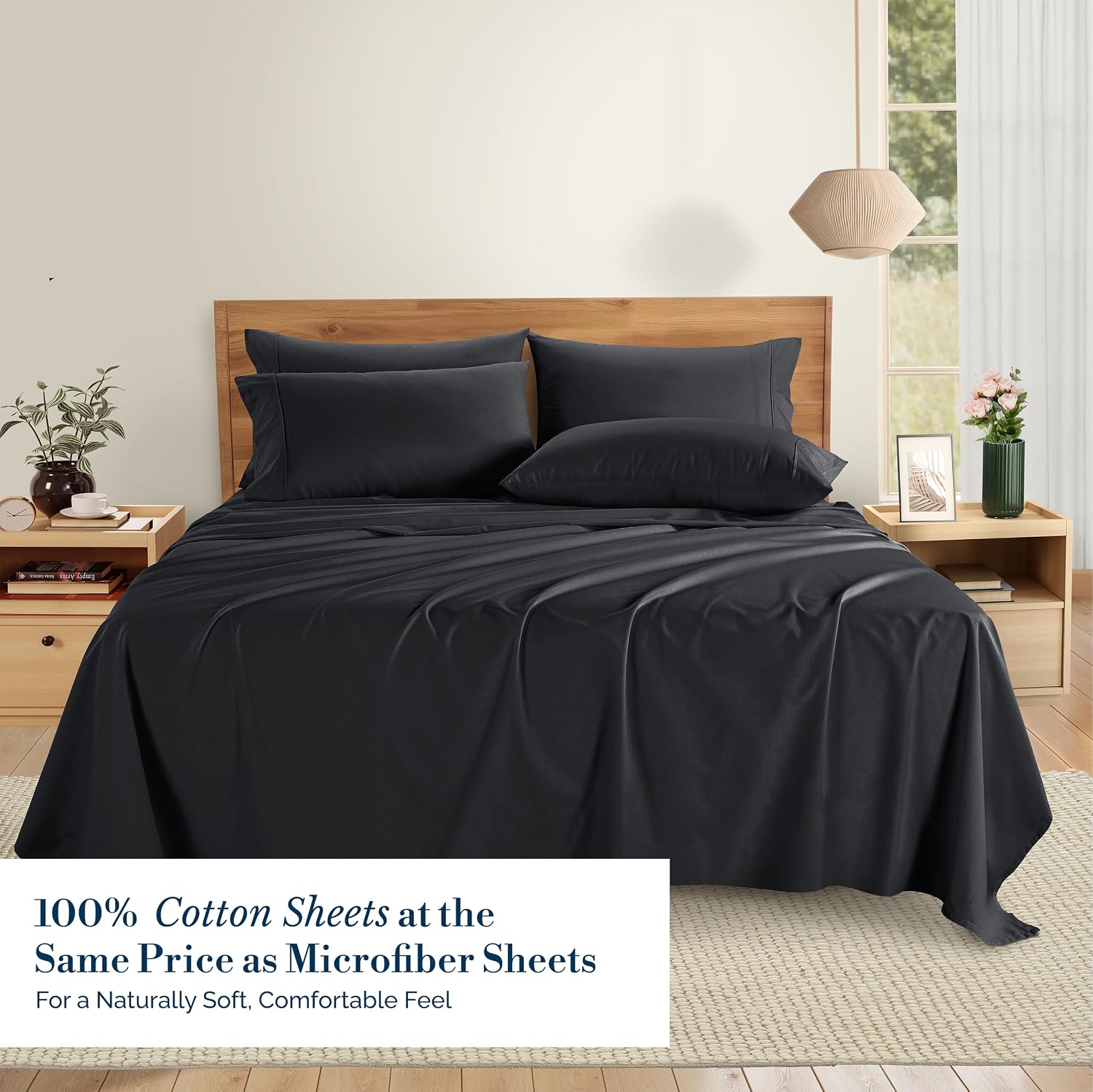 Casa Platino Sheets King – 6 Piece Crisp Percale Weave King Cooling Sheets with 15" Deep Pockets, Lightweight & Cool Feel for All…