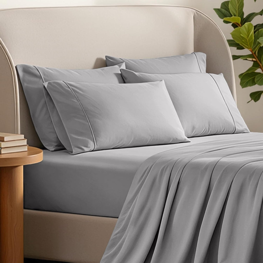 BareHome Bare Home Microfiber Bulk Pillow Cases - Standard/Queen Size Set of 4 - Cooling Pillowcases - Double Brushed - Light Grey Pillowca…