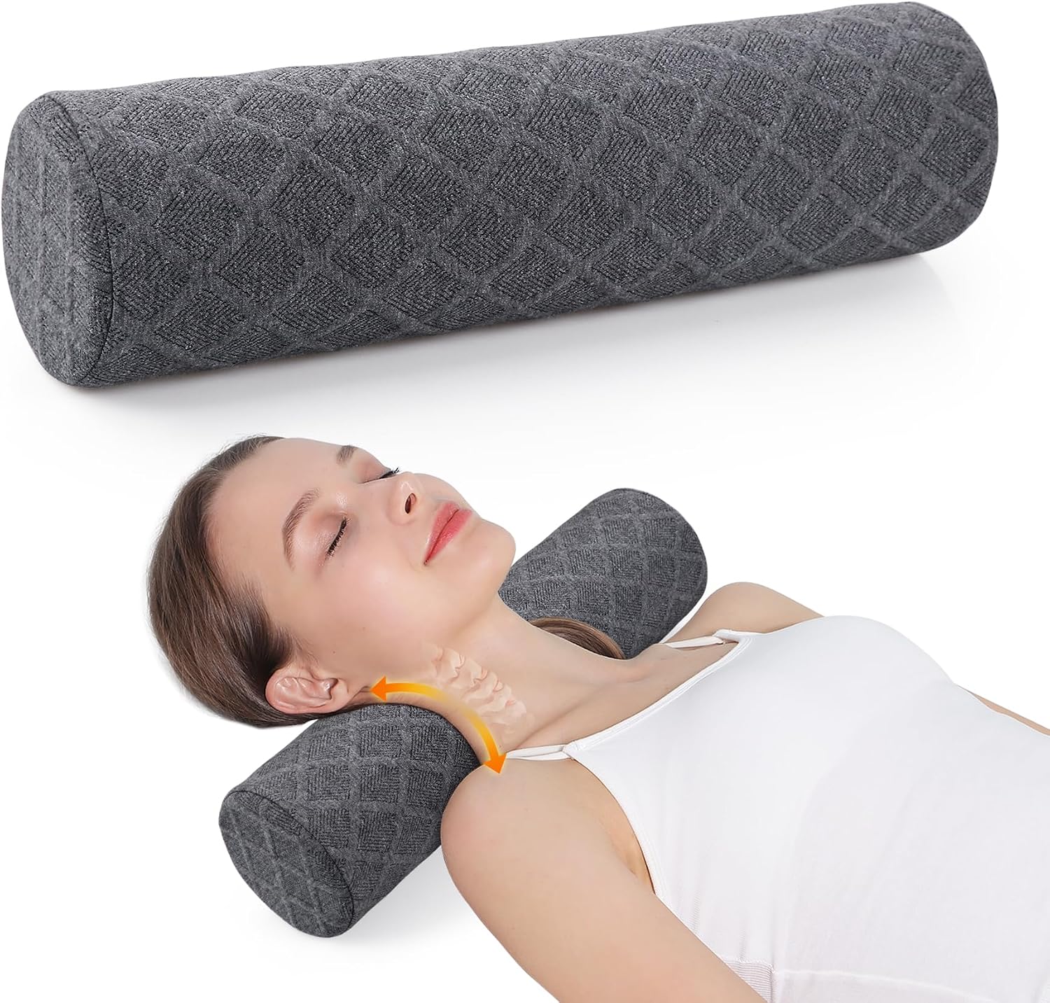 Cozyth Cervical Roll Pillow, Medium Soft Memory Foam Neck Round Pillow Cylinder Bolster Pillow for Sleeping, Round Neck Support for Bed…