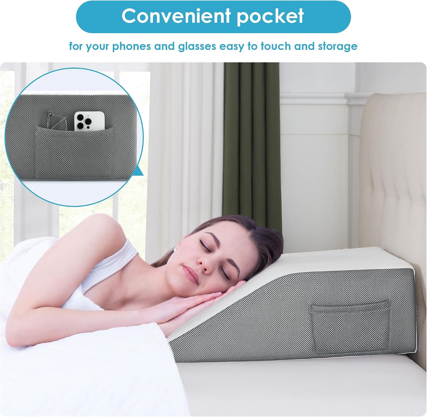 Cozymaker Adjustable Leg Elevation Pillows for Swelling, Cooling Gel Memory Foam Wedge Pillows for After Surgery, Sciatica Back Knee Hip An…