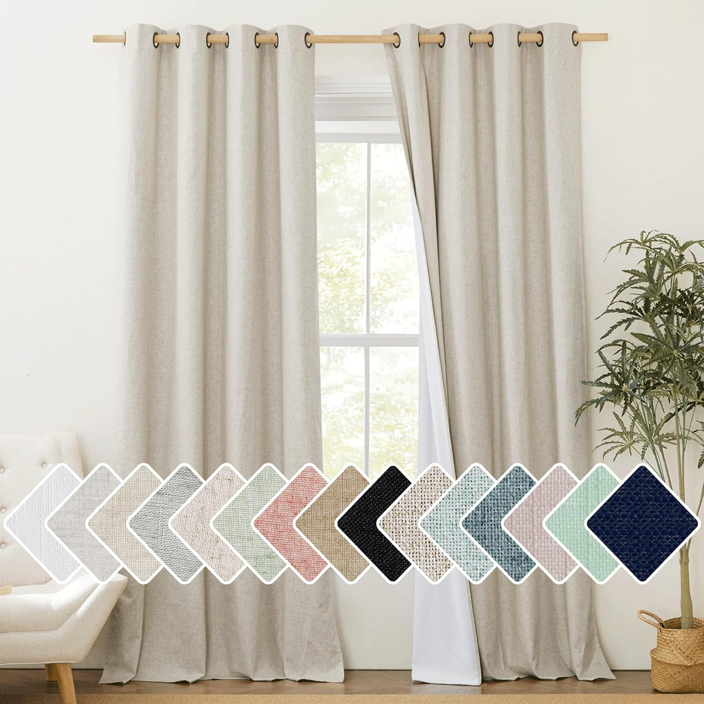 NICETOWN Farmhouse Style Keep Warm Large Window Draperies 108 inches Length with Thermal Insulated Liners, 2 Panels, 52" W, Full Blackout…