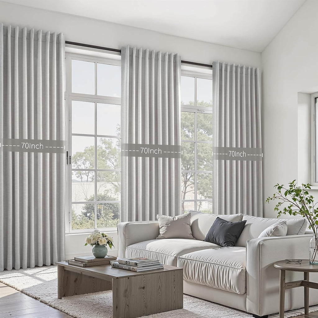 Topfinel Linen Blackout Curtains & Drapes 92 Inches Long 2 Panels Set for Sliding Glass Doors Modern Pleated Linen Blend Heavy Floor to Cei…